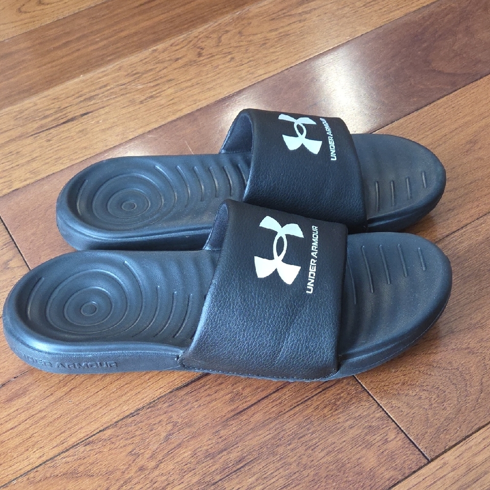 Under Armour Black Slide Sandals with Logo